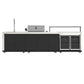 Forno Rimini Outdoor Kitchen - 30" BBQ, 62,600 BTU, 3 Burners with Sear & Rotisserie, 4.8 cu.ft. Beverage Center, Stainless Steel Double Sink, Black Cabinets & White Sintered Stone Countertops