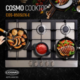 Cosmo 30" Gas Cooktop in Stainless Steel with 5 Sealed Brass Burners