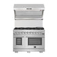 FORNO Package - 48 Inch Dual Fuel Range, Wall Mount Range Hood, Refrigerator, Microwave Drawer, Dishwasher, AP-FFSGS6156-48-8
