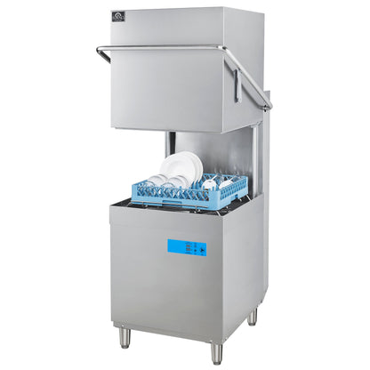 FORNO Commercial 28" Hood Dishwasher with 26L Tank Capacity, 3 Different Wash Cycles, High-Temperatures for Sanitation in Durable Stainless Steel, FCMDW0031