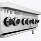 FORNO Commercial 36" Gas Hot Plate, 6 Burners (150,000 BTU) with Cast Iron Grates and 430 Stainless Steel Body, FCMHP0079-36