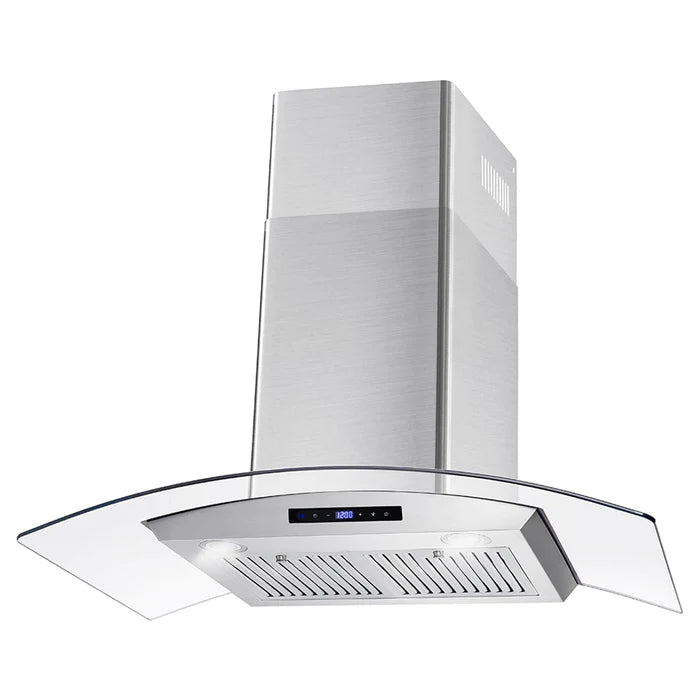 Cosmo 36" Ductless Wall Mount Range Hood in Stainless Steel with LED Lighting and Carbon Filter Kit for Recirculating