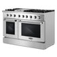Cosmo Lumin 48" Coll 6.7 cu. ft. Double Oven Dual Fuel Range, 6 Burners, Convection Oven and Griddle in Stainless Steel, COS-DFRL486GK
