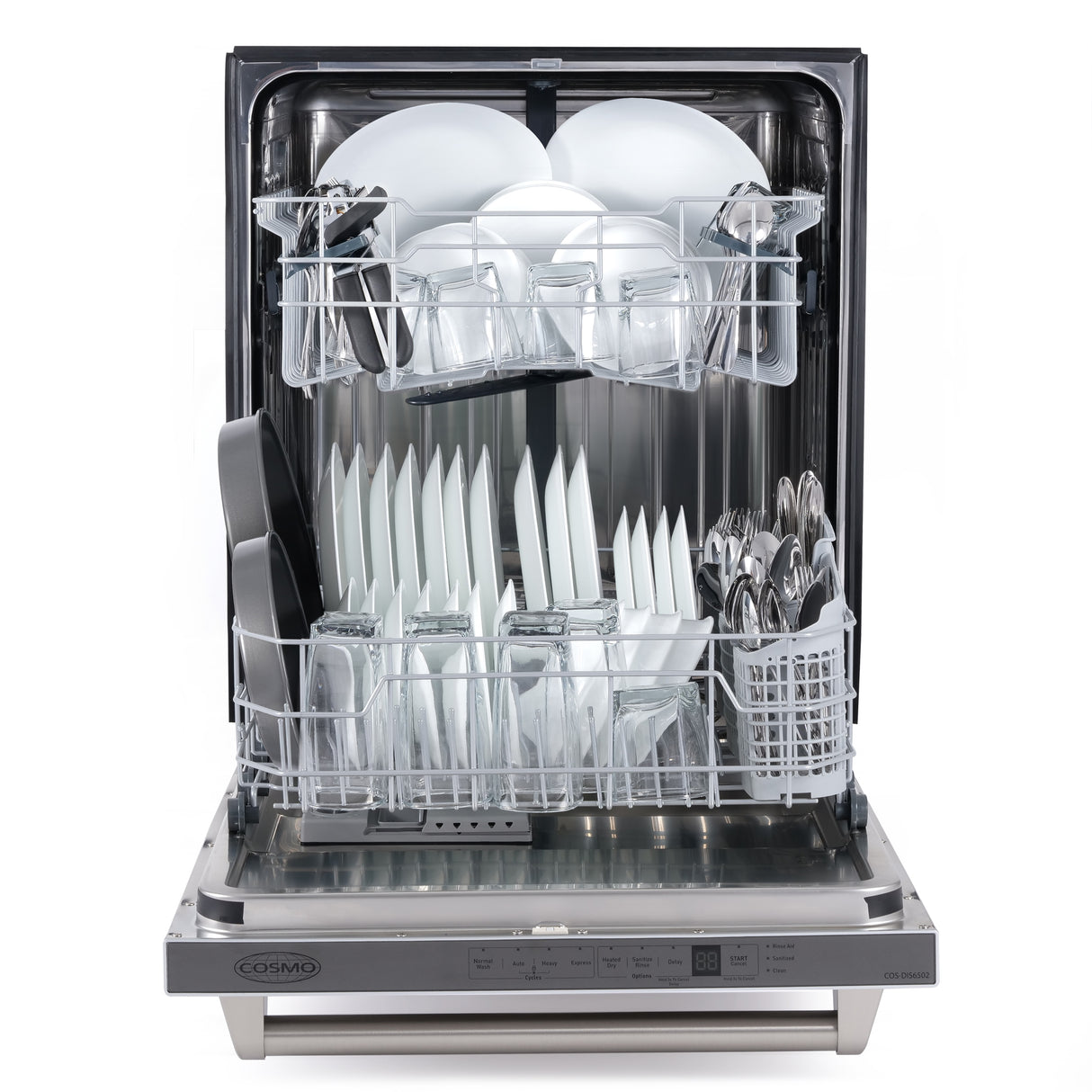 Cosmo 24" Top Control Built-In Tall Tub Dishwasher in Fingerprint Resistant Stainless Steel