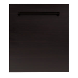 ZLINE 24 in. Top Control Dishwasher Oil-Rubbed Bronze with Stainless Steel Tub and Traditional Style Handle, DW-ORB-H-24
