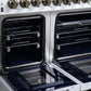 FORNO Massimo 48" 6.58 cu. ft. Freestanding Dual Fuel Range with 8 Sealed Burners, Air Fryer Kit, Wok Support & Griddle in White with Antique Brass Accents, FFSGS6125-48WHT