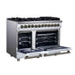 FORNO Massimo 48" 6.58 cu. ft. Freestanding Dual Fuel Range with 8 Sealed Burners, Air Fryer Kit, Wok Support & Griddle in White with Antique Brass Accents, FFSGS6125-48WHT
