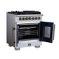 FORNO Capriasca 30" 4.32 cu. ft. French Door Dual Fuel Range with 5 Brass Burners, Air Fryer Kit, Rotisserie Kit, Wok Support & Griddle in White with Antique Brass Accents, FFSGS6387-30WHT