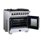 FORNO Capriasca 36" 5.36 cu. ft. Dual Fuel Range with 6 Brass Burners, Air Fryer Kit, Rotisserie Kit, Wok Support & Griddle in White with Antique Brass Accents, FFSGS6387-36WHT