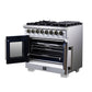 FORNO Capriasca 36" 5.36 cu. ft. Dual Fuel Range with 6 Brass Burners, Air Fryer Kit, Rotisserie Kit, Wok Support & Griddle in White with Antique Brass Accents, FFSGS6387-36WHT