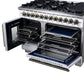 FORNO Capriasca 48" 6.58 cu. ft. Dual Fuel Range with 8 Brass Burners, Air Fryer Kit, Rotisserie Kit, Wok Support & Griddle in White with Antique Brass Accents, FFSGS6387-48WHT