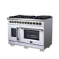 FORNO Capriasca 48" 6.58 cu. ft. Dual Fuel Range with 8 Brass Burners, Air Fryer Kit, Rotisserie Kit, Wok Support & Griddle in White with Antique Brass Accents, FFSGS6387-48WHT