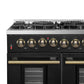 FORNO Galiano 48" 6.58 cu. ft. Dual Fuel Range with 8 Sealed Burners and Griddle in Black with Antique Brass Accents, FFSGS6156-48BLK