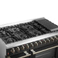 FORNO Galiano 48" 6.58 cu. ft. Dual Fuel Range with 8 Sealed Burners and Griddle in Black with Antique Brass Accents, FFSGS6156-48BLK