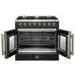 FORNO Galiano 36" 5.36 cu. ft. French Door Dual Fuel Range with 6 Sealed Burners in Black with Antique Brass Accents, FFSGS6356-36BLK
