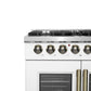 FORNO Galiano 36" 5.36 cu. ft. French Door Dual Fuel Range with 6 Sealed Burners in White with Antique Brass Accents, FFSGS6356-36WHT