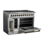 FORNO Galiano 48" 6.58 cu. ft. French Door Dual Fuel Range with 8 Sealed Burners and Griddle in White with Antique Brass Accents, FFSGS6356-48WHT