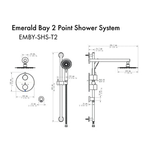 ZLINE Emerald Bay Thermostatic Shower System in Brushed Nickel, EMBY-SHS-T2-BN