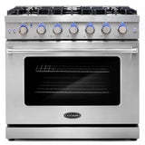 Cosmo 36" 6.0 cu. ft. Commercial Gas Range with Convection Oven in Stainless Steel with Storage Drawer