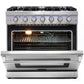 Cosmo Package - 36" Gas Range, Wall Mount Range Hood, Refrigerator with Ice Maker and Dishwasher, COS-4PKG-242
