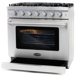 Cosmo 36" 6.0 cu. ft. Commercial Gas Range with Convection Oven in Stainless Steel with Storage Drawer