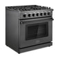 Cosmo Haven 36" 6.0 cu. ft. Gas Range, 6 Burners, Convection Oven, Knob LEDs, Storage Drawer in Matte Black, COS-EPGR366-BK