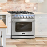 Cosmo 36" 6.0 cu. ft. Commercial Gas Range with Convection Oven in Stainless Steel with Storage Drawer