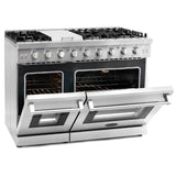 Cosmo 48" 6.8 cu. ft. Double Oven Commercial Gas Range with Fan Assist Convection Oven in Stainless Steel Storage Drawer