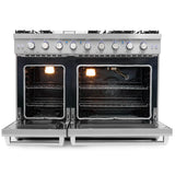 Cosmo 48" 6.8 cu. ft. Double Oven Commercial Gas Range with Fan Assist Convection Oven in Stainless Steel Storage Drawer