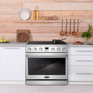 Cosmo Commercial 36" 6.0 cu. ft. Electric Range with 5 Burner Glass Cooktop and Convection Oven in Stainless Steel
, COS-ERC365KBD