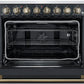 FORNO Paolo 36" 5.44 cu. ft. Freestanding Electric Range with True Convection Oven in Black with Antique Brass Accents, FFSEL6011-36BLK