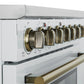 FORNO Paolo 36" 5.44 cu. ft. Freestanding Electric Range with True Convection Oven in White with Antique Brass Accents, FFSEL6011-36WHT