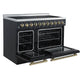 FORNO Paolo 48" 6.7 cu. ft. Freestanding Electric Range with True Convection Oven in Black with Antique Brass Accents, FFSEL6011-48BLK