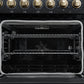 FORNO Paolo 48" 6.7 cu. ft. Freestanding Electric Range with True Convection Oven in Black with Antique Brass Accents, FFSEL6011-48BLK