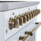 FORNO Paolo 48" 6.7 cu. ft. Freestanding Electric Range with True Convection Oven in White with Antique Brass Accents, FFSEL6011-48WHT