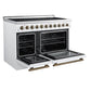 FORNO Paolo 48" 6.7 cu. ft. Freestanding Electric Range with True Convection Oven in White with Antique Brass Accents, FFSEL6011-48WHT