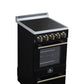 FORNO Pallerno 20" 2.05 cu.ft. Freestanding Electric Range with 4 Elements and Storage Drawer in Black with Antique Brass Accents, FFSEL6052-20BLK