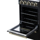 FORNO Pallerno 20" 2.05 cu.ft. Freestanding Electric Range with 4 Elements and Storage Drawer in Black with Antique Brass Accents, FFSEL6052-20BLK