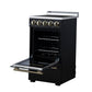 FORNO Pallerno 20" 2.05 cu.ft. Freestanding Electric Range with 4 Elements and Storage Drawer in Black with Antique Brass Accents, FFSEL6052-20BLK