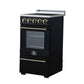 FORNO Pallerno 20" 2.05 cu.ft. Freestanding Electric Range with 4 Elements and Storage Drawer in Black with Antique Brass Accents, FFSEL6052-20BLK
