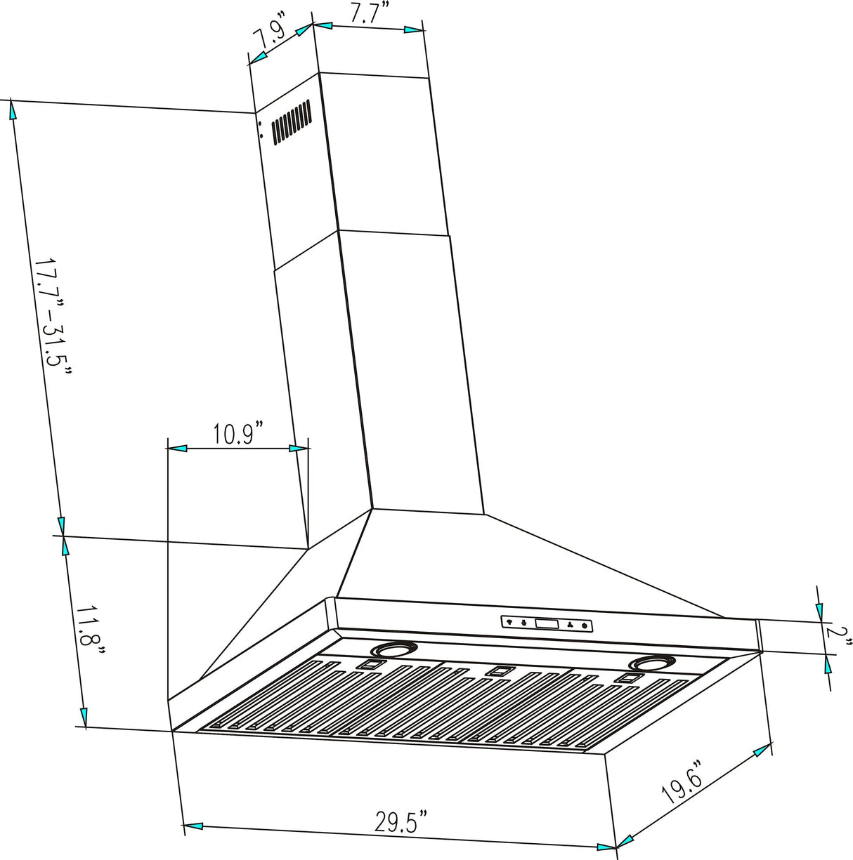 Empava 30 in 380 CFM Wall Mount Range Hood- 30RH03