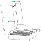 Empava 30 in 380 CFM Wall Mount Range Hood- 30RH03