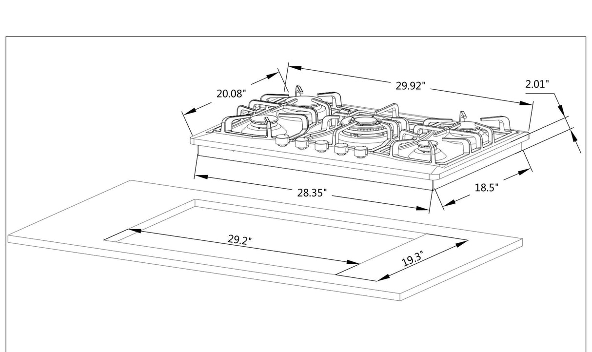 Empava 30 in Built-in Gas Stove Cooktop - 30GC21