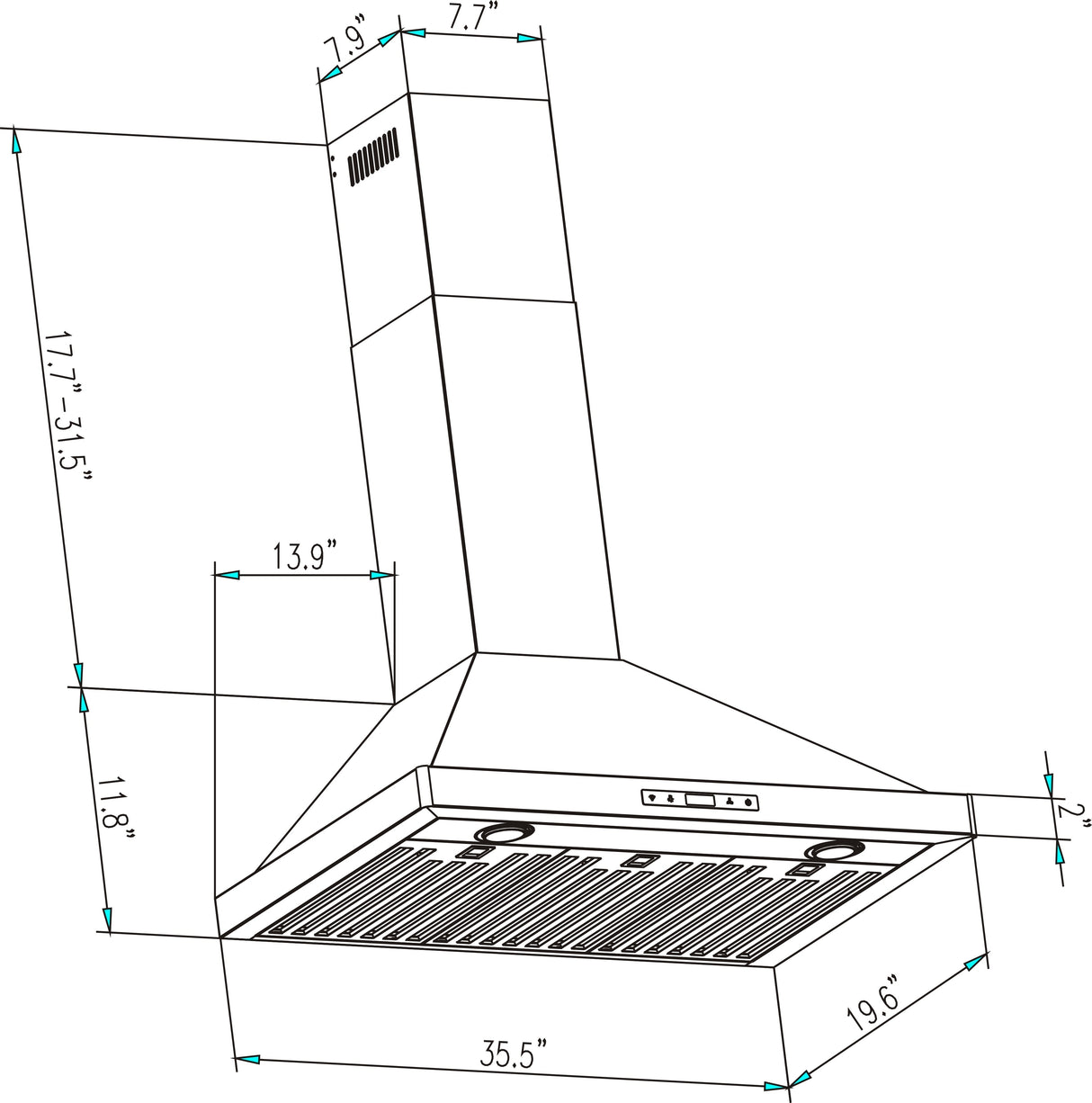 Empava 36 in. 380 CFM Ducted Wall Mount Range Hood - 36RH04