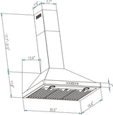 Empava 36 in. 380 CFM Ducted Wall Mount Range Hood - 36RH04