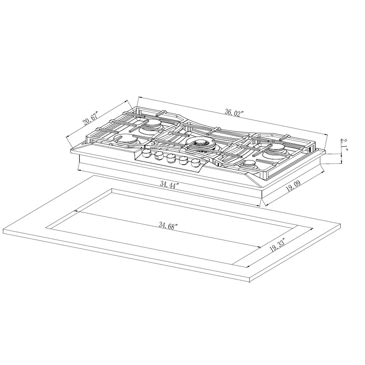 Empava 36 in Built-in Gas Cooktops - 36GC24