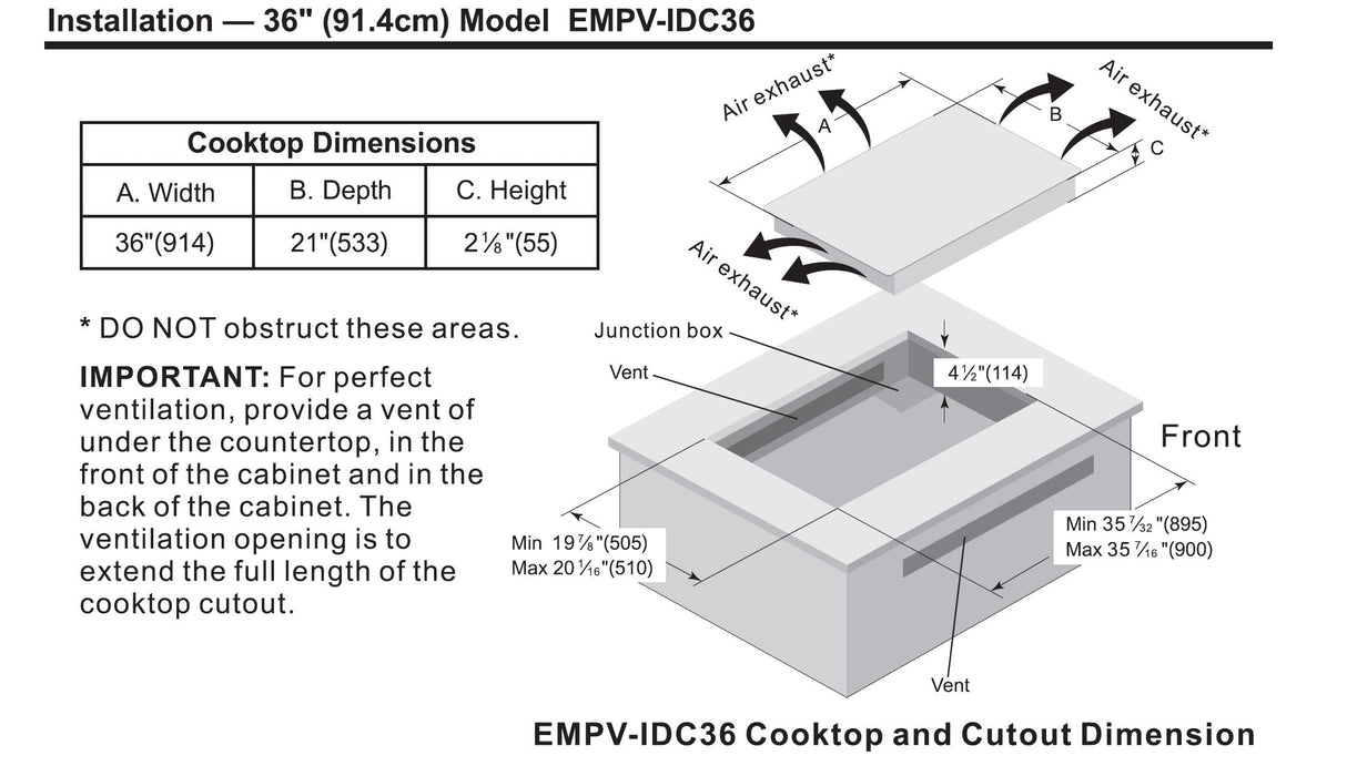 Empava 36 in W x 21 in D Induction Cooktop - IDC36