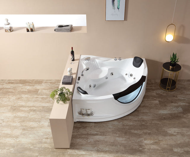 Empava 59 in. Whirlpool LED Corner Bathtub - EMPV-59JT319LED