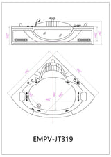 Empava 59 in. Whirlpool LED Corner Bathtub - EMPV-59JT319LED