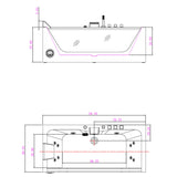 Empava 59 in. Whirlpool Rectangular Bathtub - EMPV-59JT408LED